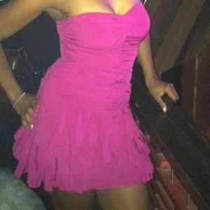 Fuchsia Arden B fitted to flare mini dress